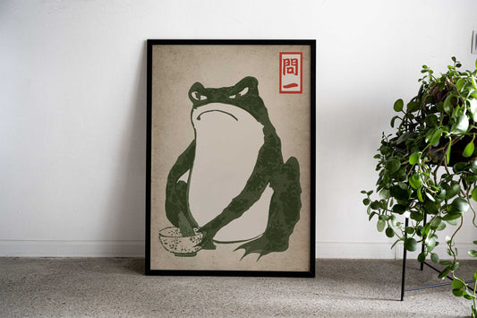 Frog with Bowl and Whisk Asian Style Poster | Wall Art for Home & Office | High-Quality Print - High-Quality Visual Display