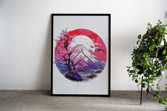 Fuji Wild Mountain Asian Style Poster | Wall Art for Home & Office | High-Quality Print - High-Quality Visual Display