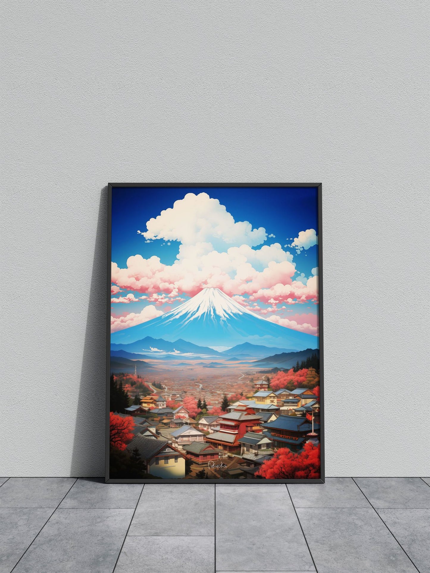 Fukuoka Oil Painting Asian Style Poster | Wall Art for Home & Office | High-Quality Print - High-Quality Visual Display