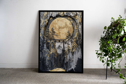 Full Moon Shrine Gateway Asian Style Poster | Wall Art for Home & Office | High-Quality Print - High-Quality Visual Display