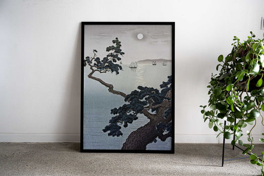 Full Moon at Akashi Beach Asian Style Poster | Wall Art for Home & Office | High-Quality Print - High-Quality Visual Display
