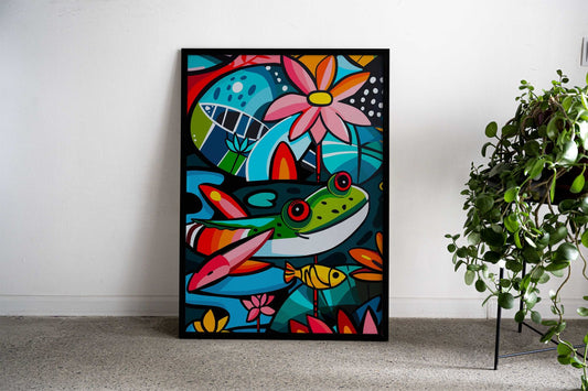 Funky Tropical Frog Art Asian Style Poster | Wall Art for Home & Office | High-Quality Print - High-Quality Visual Display
