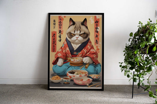 Funny Japan Cat Asian Style Poster | Wall Art for Home & Office | High-Quality Print - High-Quality Visual Display