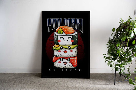 Funny Japanese Sushi Asian Style Poster | Wall Art for Home & Office | High-Quality Print - High-Quality Visual Display
