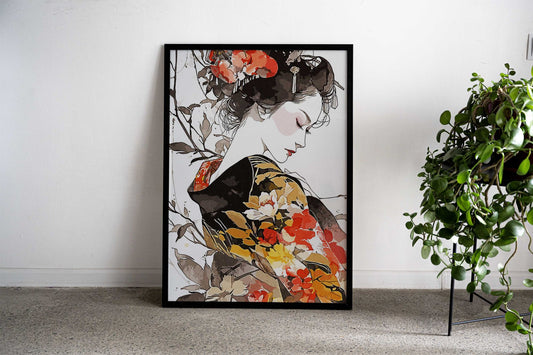 Geisha Abstract Asian Style Poster | Wall Art for Home & Office | High-Quality Print - High-Quality Visual Display