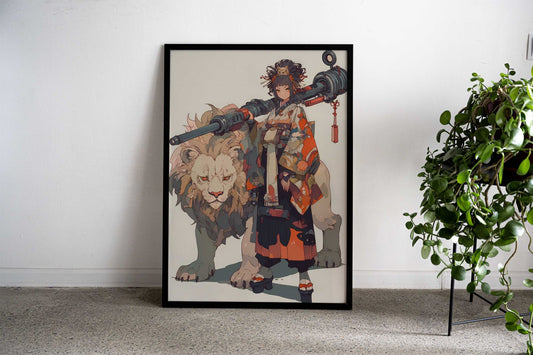Geisha Canon Lion Clan Asian Style Poster | Wall Art for Home & Office | High-Quality Print - High-Quality Visual Display
