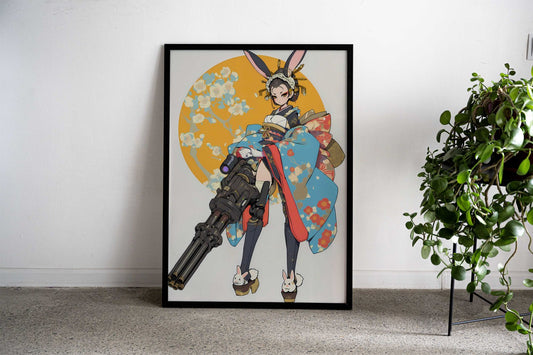 Geisha Defender Asian Style Poster | Wall Art for Home & Office | High-Quality Print - High-Quality Visual Display