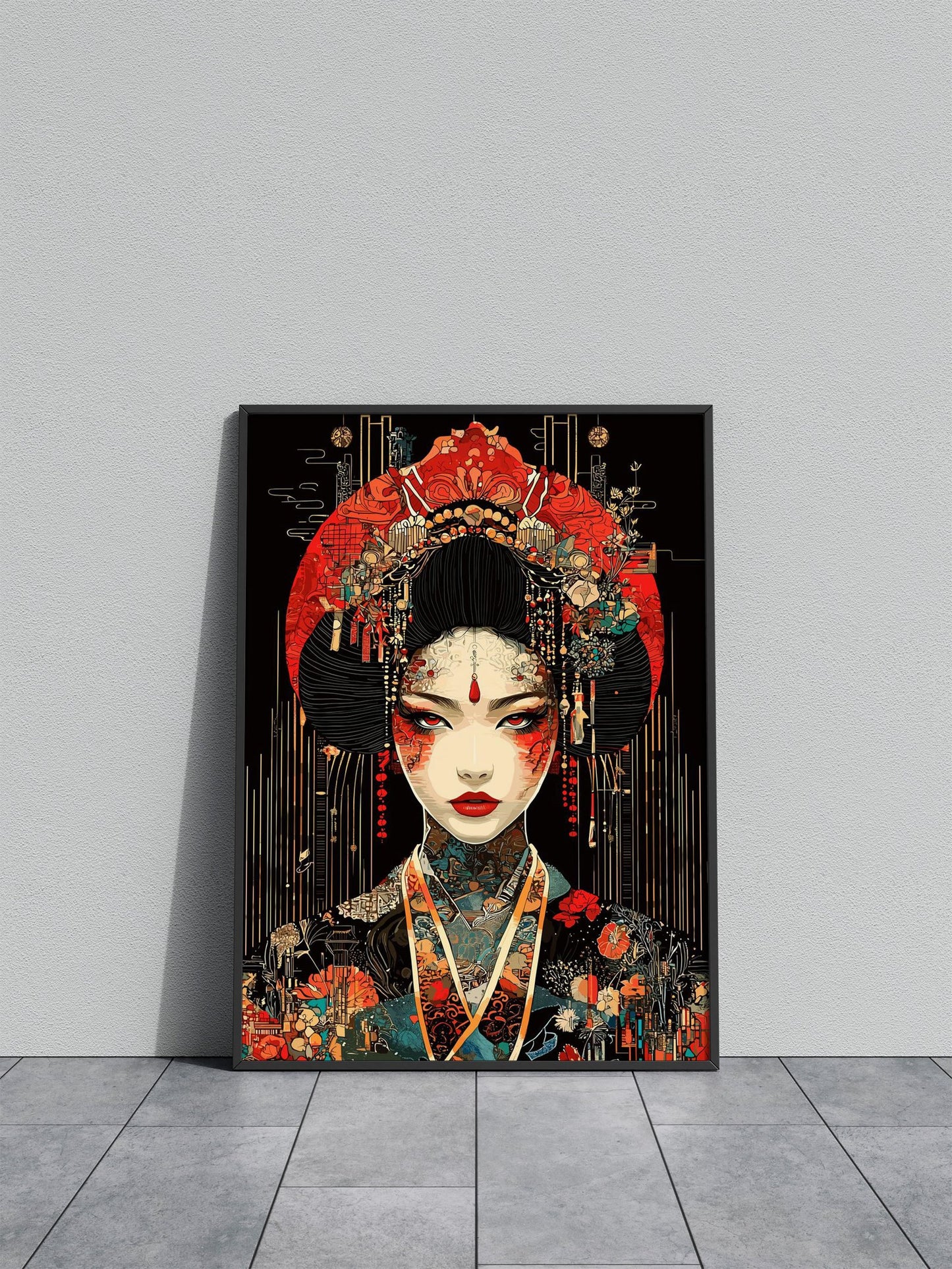 Geisha Digital Art Asian Style Poster | Wall Art for Home & Office | High-Quality Print - High-Quality Visual Display