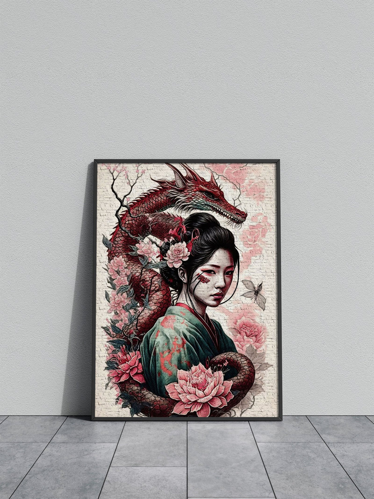Geisha Dragon 1 Asian Style Poster | Wall Art for Home & Office | High-Quality Print - High-Quality Visual Display