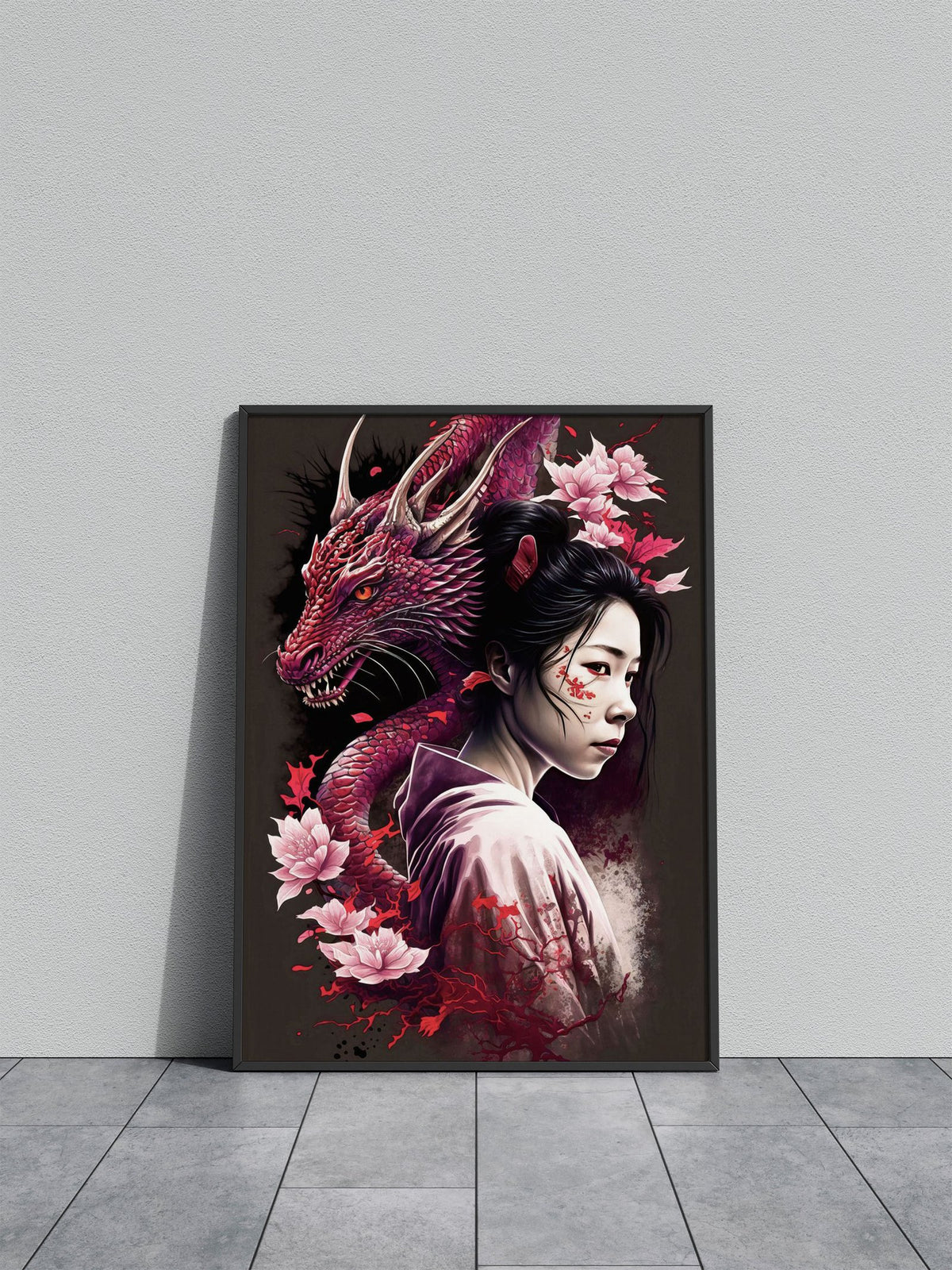 Geisha Dragon Asian Style Poster | Wall Art for Home & Office | High-Quality Print - High-Quality Visual Display