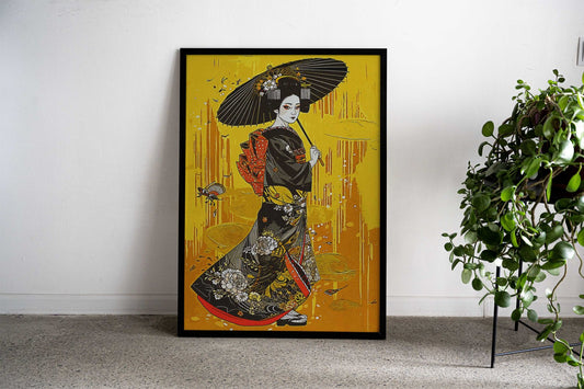Geisha Drawing Asian Style Poster | Wall Art for Home & Office | High-Quality Print - High-Quality Visual Display