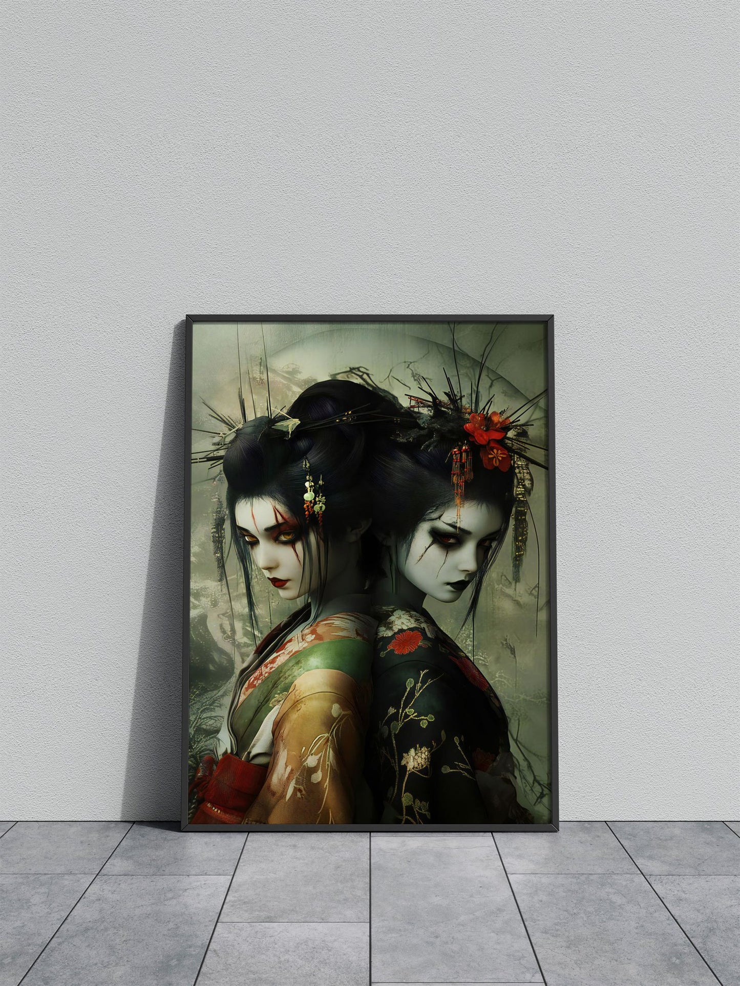 Geisha Ghosts Horror Japanese Cherry Blossom Asian Style Poster | Wall Art for Home & Office | High-Quality Print - High-Quality Visual Display