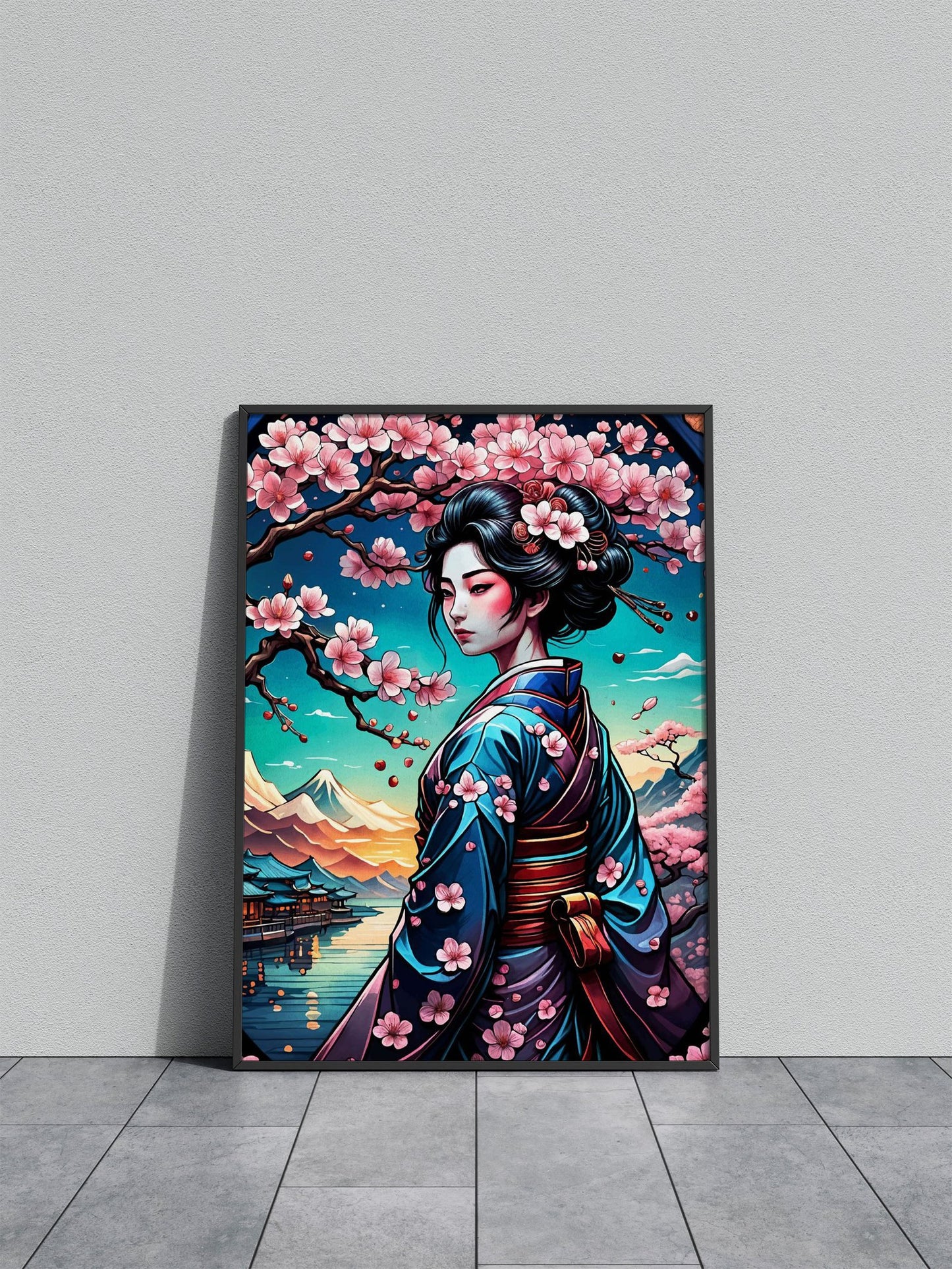Geisha Japan Cherry Blosso Asian Style Poster | Wall Art for Home & Office | High-Quality Print - High-Quality Visual Display