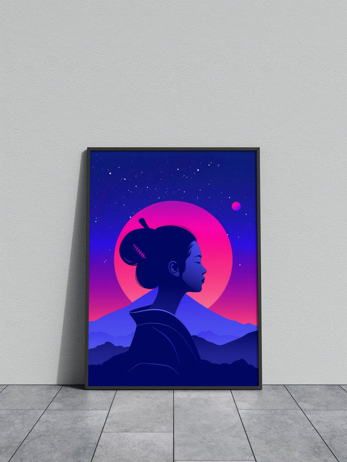 Geisha Japan Retrowave Asian Style Poster | Wall Art for Home & Office | High-Quality Print - High-Quality Visual Display