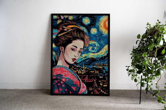 Geisha Japan Van Gogh Asian Style Poster | Wall Art for Home & Office | High-Quality Print - High-Quality Visual Display