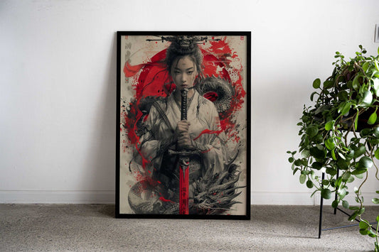 Geisha Japanese Warrior Asian Style Poster | Wall Art for Home & Office | High-Quality Print - High-Quality Visual Display