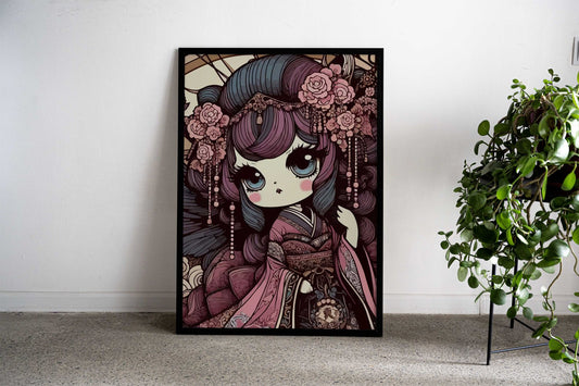 Geisha Lolita Kawaii Asian Style Poster | Wall Art for Home & Office | High-Quality Print - High-Quality Visual Display