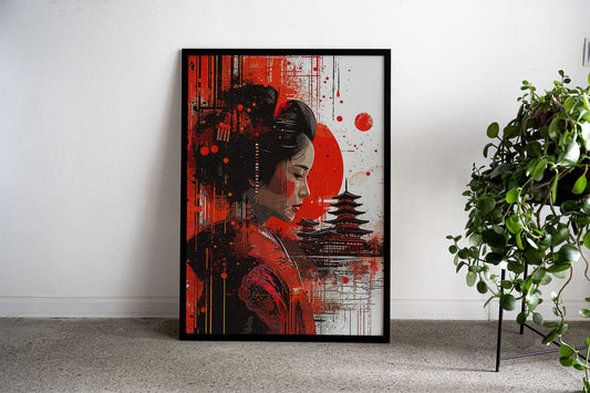 Geisha Paint Art Asian Style Poster | Wall Art for Home & Office | High-Quality Print - High-Quality Visual Display