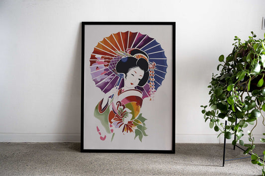 Geisha Retro Japanese Asian Style Poster | Wall Art for Home & Office | High-Quality Print - High-Quality Visual Display