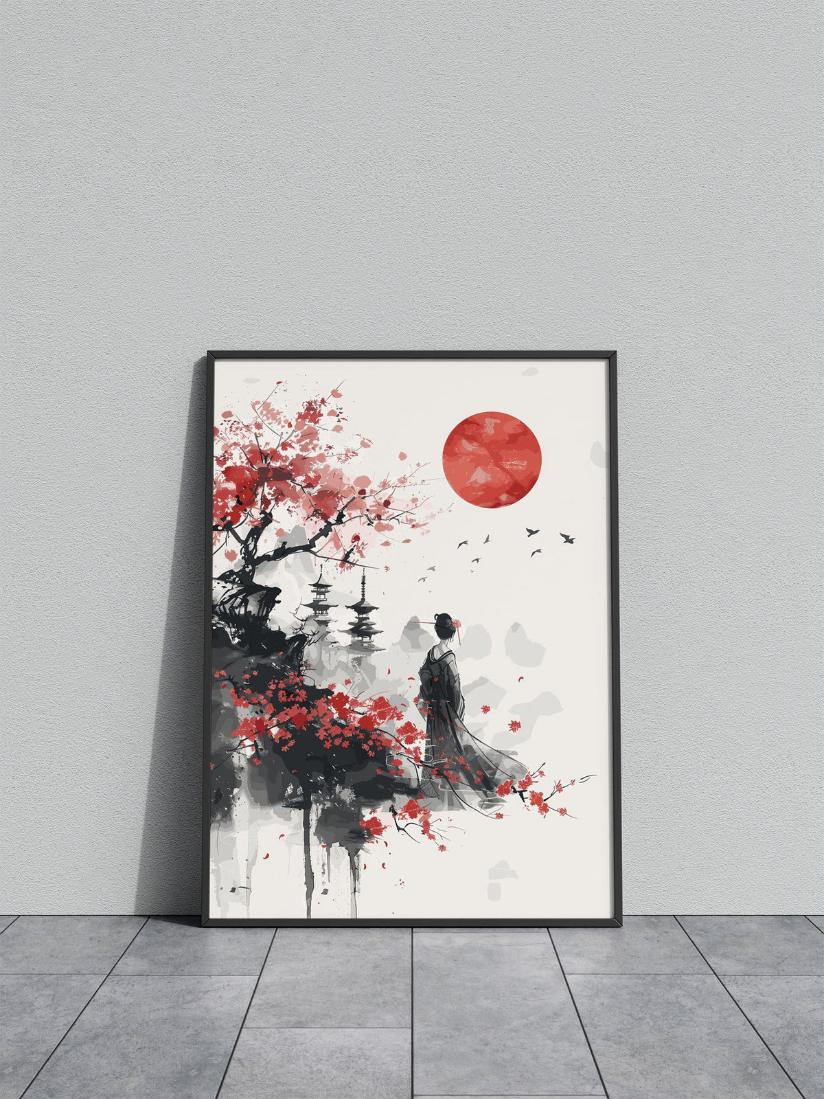 Geisha Sakura Japan Asian Style Poster | Wall Art for Home & Office | High-Quality Print - High-Quality Visual Display