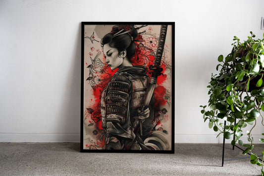 Geisha Samurai Japanese Asian Style Poster | Wall Art for Home & Office | High-Quality Print - High-Quality Visual Display