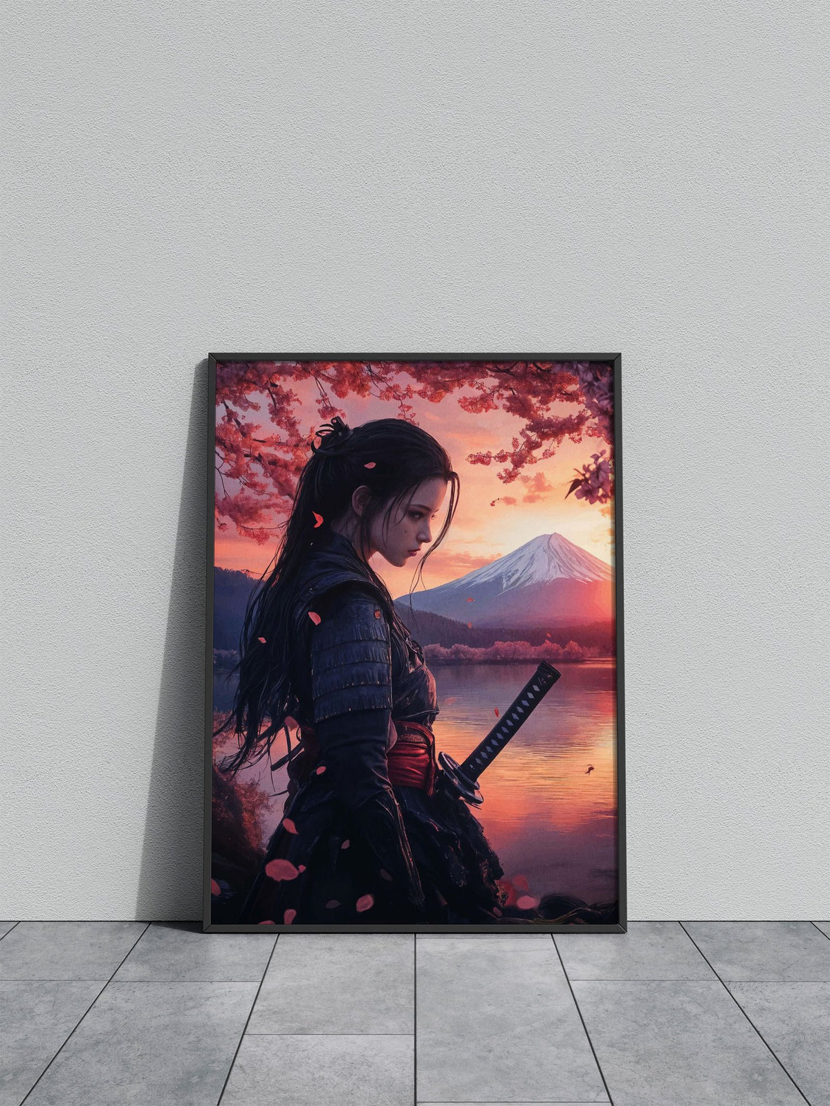 Geisha Samurai Woman at Sunset Asian Style Poster | Wall Art for Home & Office | High-Quality Print - High-Quality Visual Display