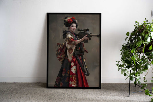 Geisha Sniper Asian Style Poster | Wall Art for Home & Office | High-Quality Print - High-Quality Visual Display