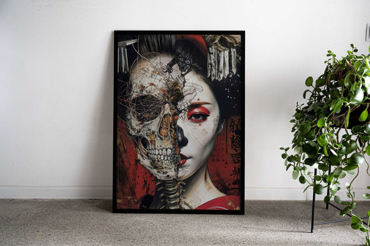 Geisha skeleton Asian Style Poster | Wall Art for Home & Office | High-Quality Print - High-Quality Visual Display