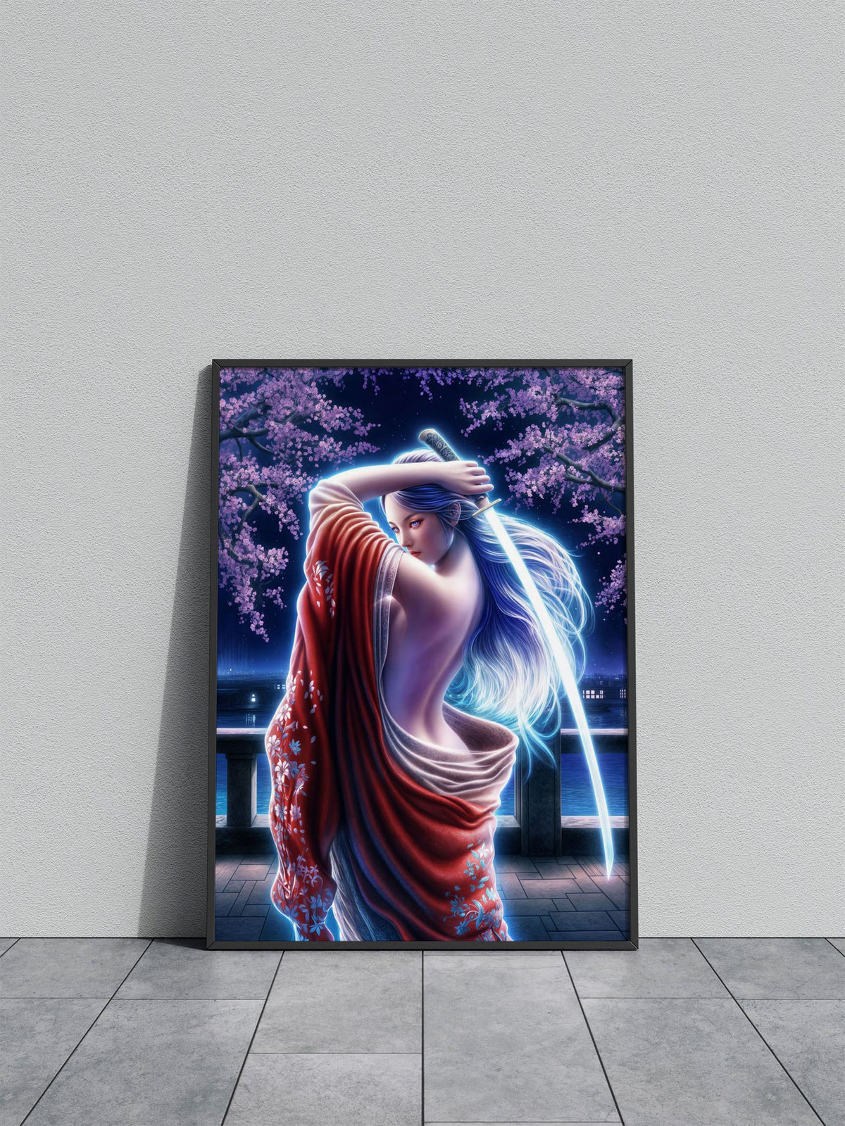 Geisha with Sword Asian Style Poster | Wall Art for Home & Office | High-Quality Print - High-Quality Visual Display