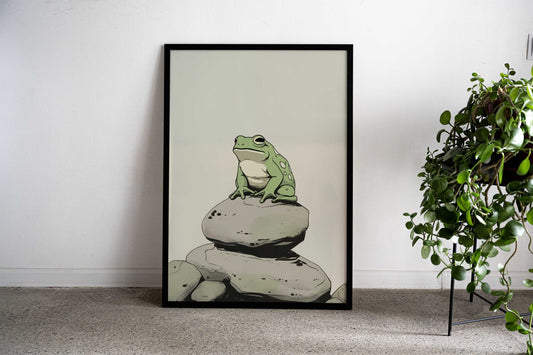 Glum Frog Japanese Art Asian Style Poster | Wall Art for Home & Office | High-Quality Print - High-Quality Visual Display