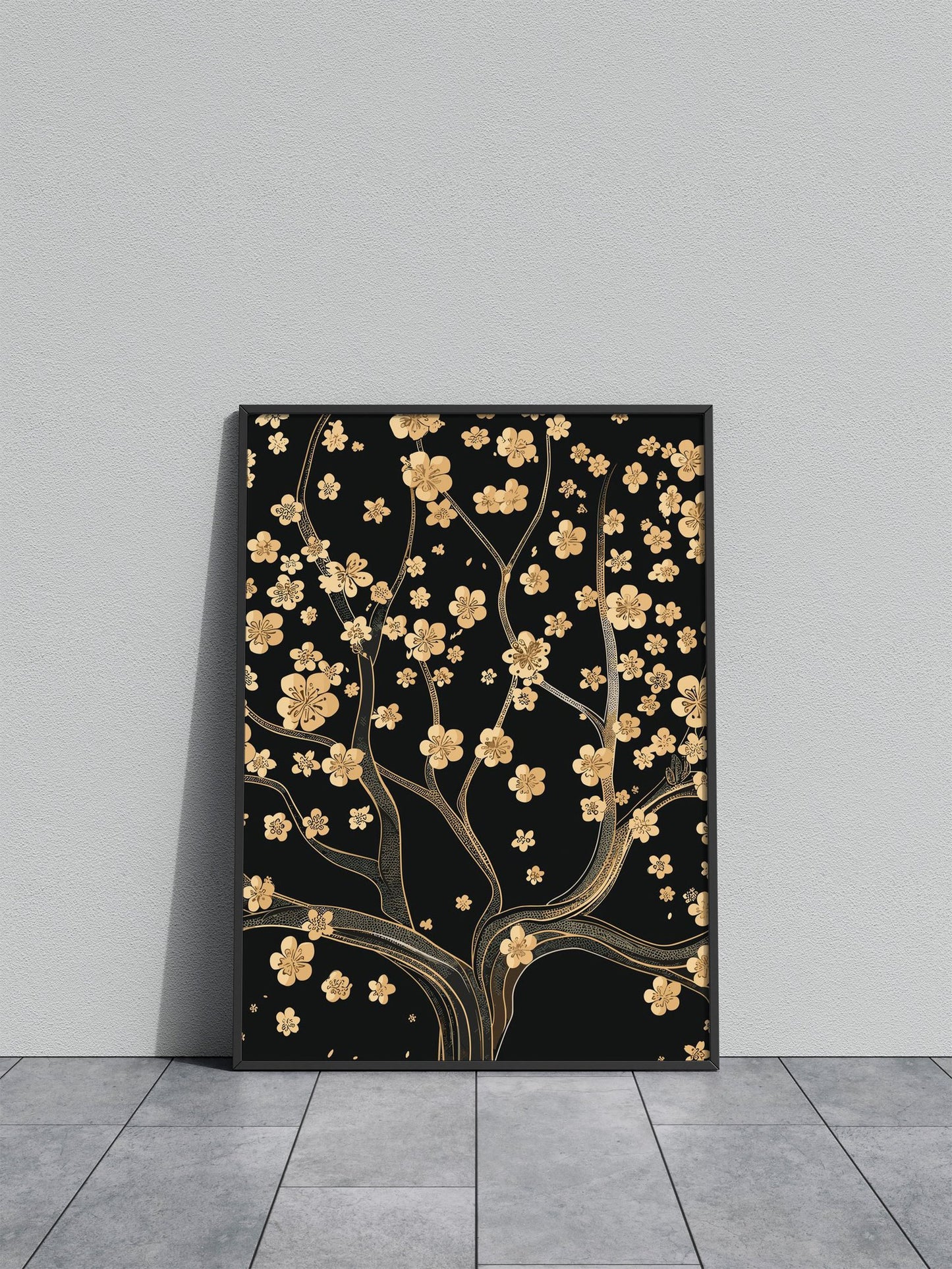 Gold Cherry Blossom Tree Asian Style Poster | Wall Art for Home & Office | High-Quality Print