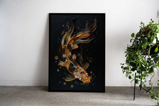 Gold Koi Fish Asian Style Poster | Wall Art for Home & Office | High-Quality Print - High-Quality Visual Display