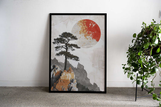 Gold Red Landscape Asian Style Poster | Wall Art for Home & Office | High-Quality Print - High-Quality Visual Display