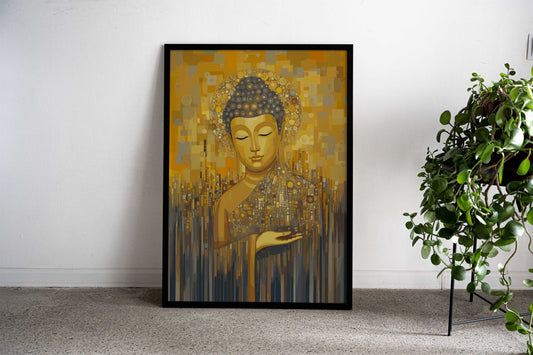 Golden Buddha Art Asian Style Poster | Wall Art for Home & Office | High-Quality Print - High-Quality Visual Display