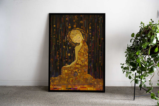 Golden Buddha Meditation Asian Style Poster | Wall Art for Home & Office | High-Quality Print - High-Quality Visual Display