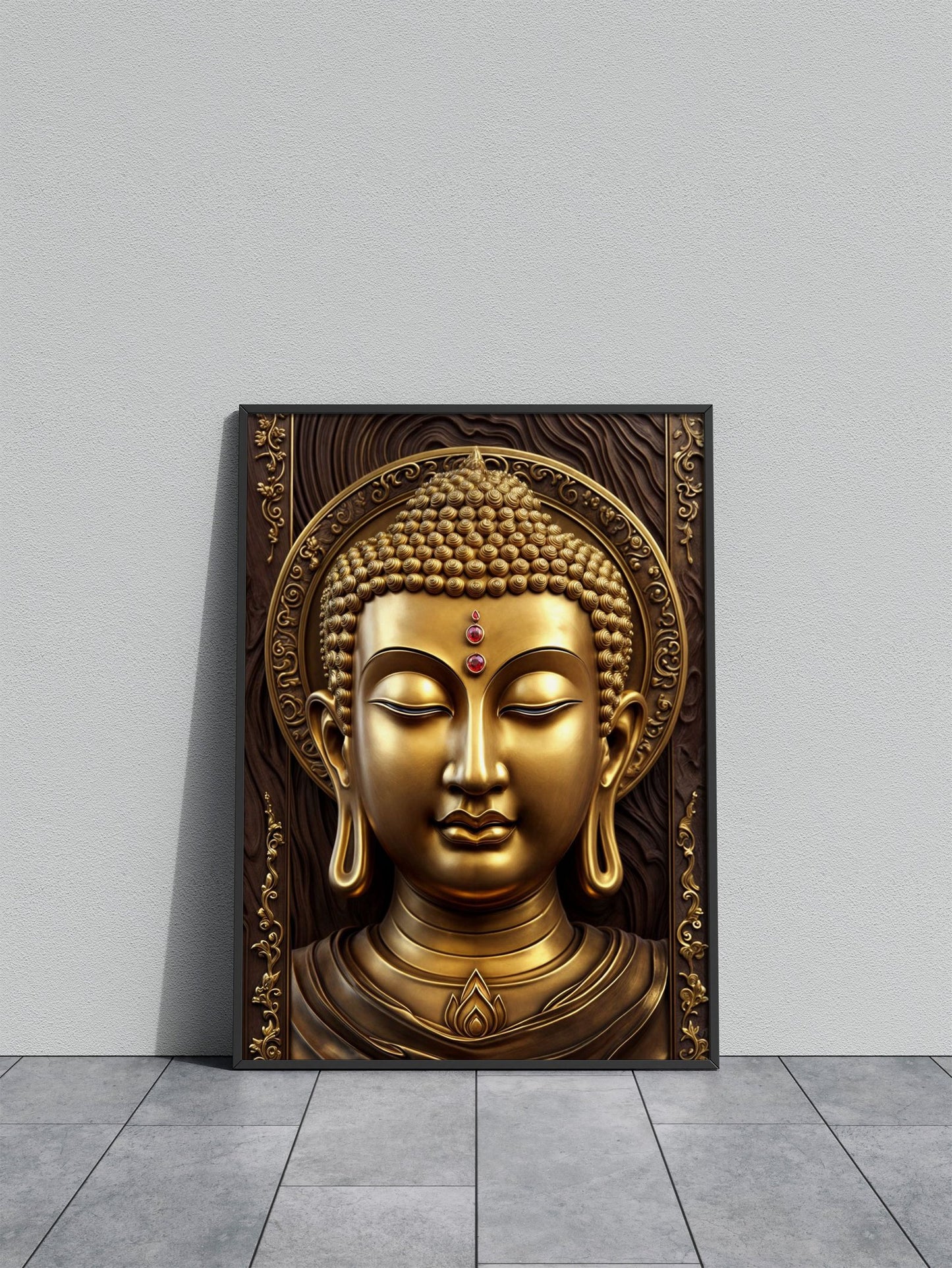 Golden Buddha Sculpture Asian Style Poster | Wall Art for Home & Office | High-Quality Print