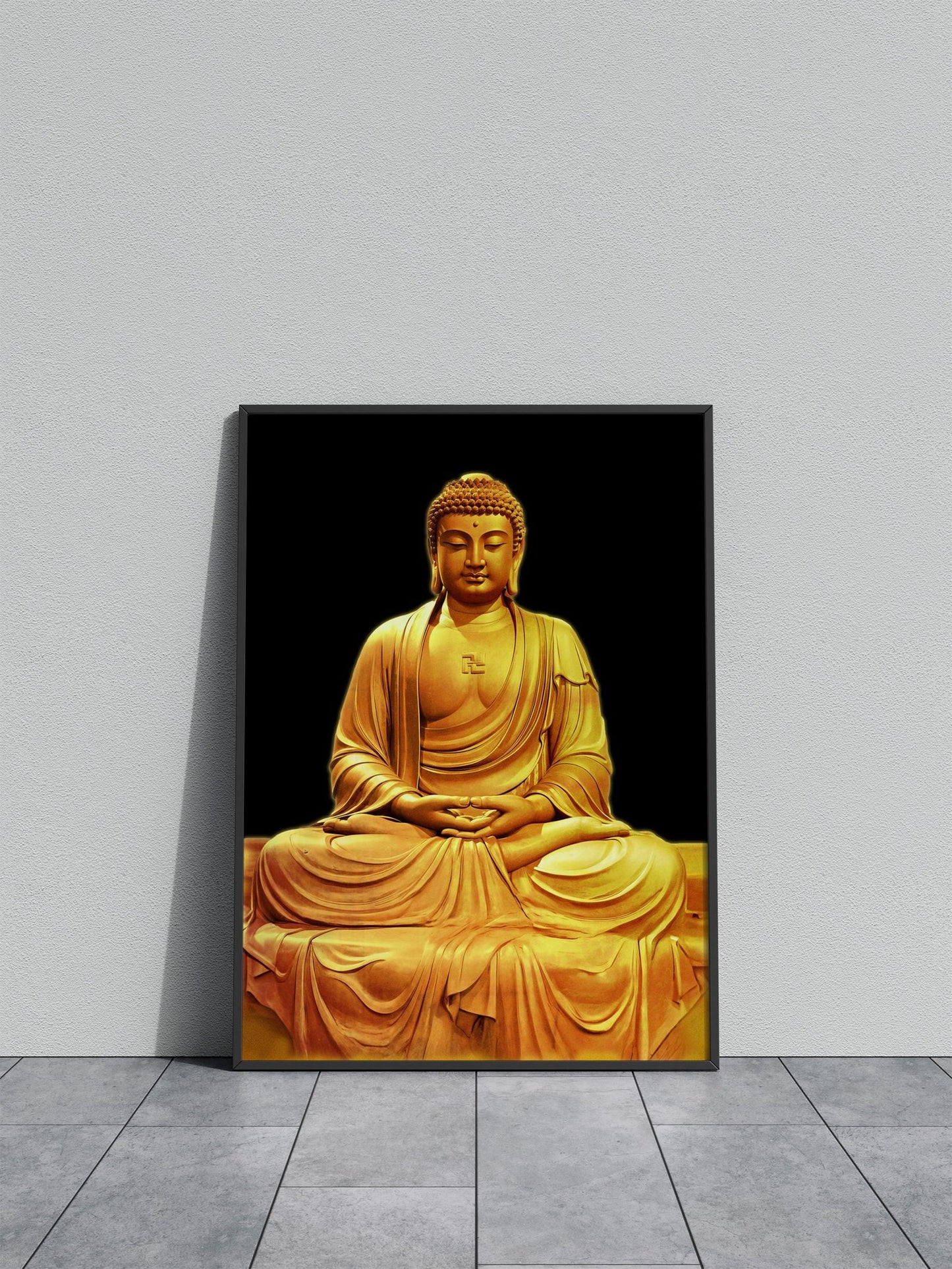 Golden Buddha Sitting Asian Style Poster | Wall Art for Home & Office | High-Quality Print