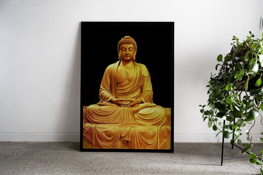 Golden Buddha Sitting Asian Style Poster | Wall Art for Home & Office | High-Quality Print - High-Quality Visual Display