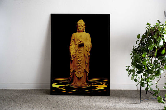 Golden Buddha Standing Asian Style Poster | Wall Art for Home & Office | High-Quality Print - High-Quality Visual Display