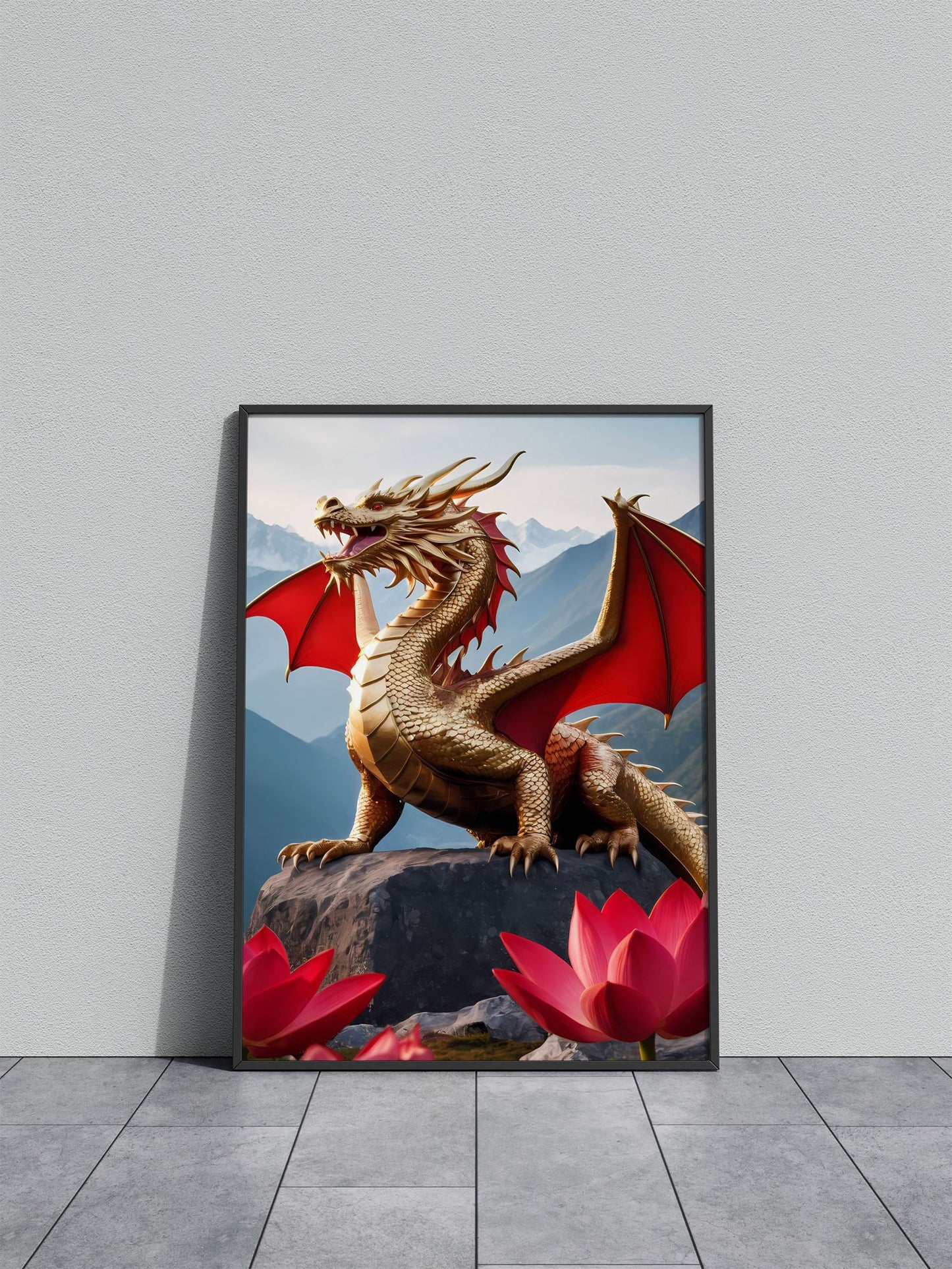 Golden Dragon 3 Asian Style Poster | Wall Art for Home & Office | High-Quality Print