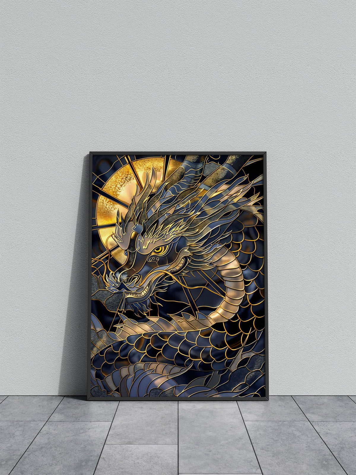 Golden Dragon Majesty Asian Style Poster | Wall Art for Home & Office | High-Quality Print - High-Quality Visual Display