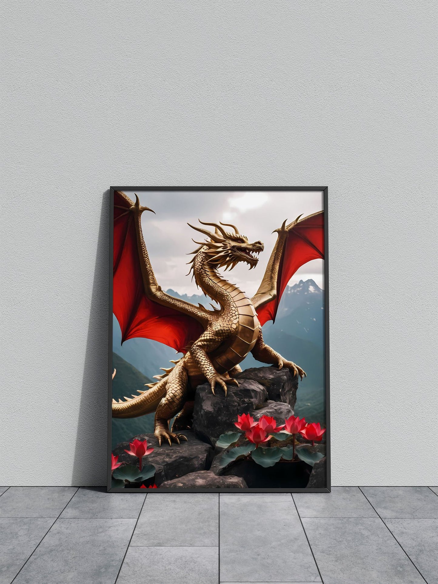 Golden Dragon Asian Style Poster | Wall Art for Home & Office | High-Quality Print