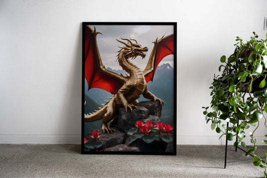Golden Dragon Asian Style Poster | Wall Art for Home & Office | High-Quality Print - High-Quality Visual Display