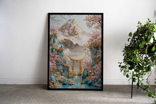 Golden Gate Mountain Asian Style Poster | Wall Art for Home & Office | High-Quality Print - High-Quality Visual Display