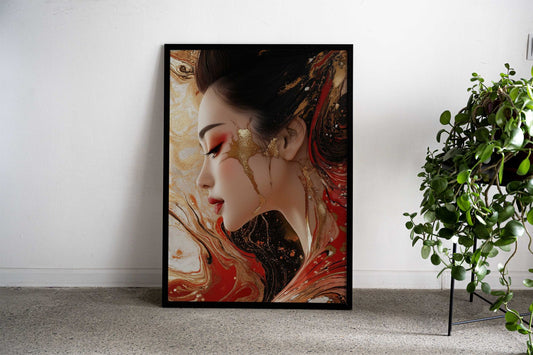 Golden Geisha Asian Style Poster | Wall Art for Home & Office | High-Quality Print - High-Quality Visual Display