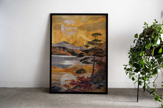 Golden Glow of Fuji Asian Style Poster | Wall Art for Home & Office | High-Quality Print - High-Quality Visual Display