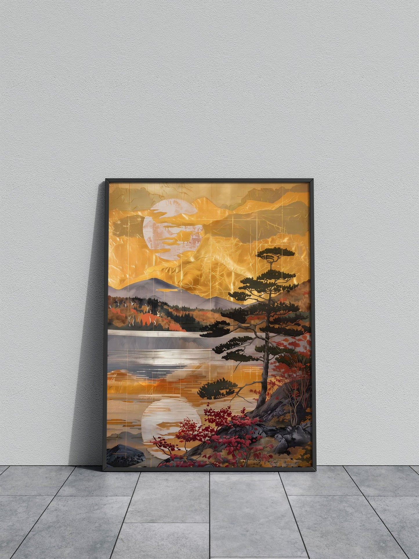 Golden Glow of Fuji Asian Style Poster | Wall Art for Home & Office | High-Quality Print