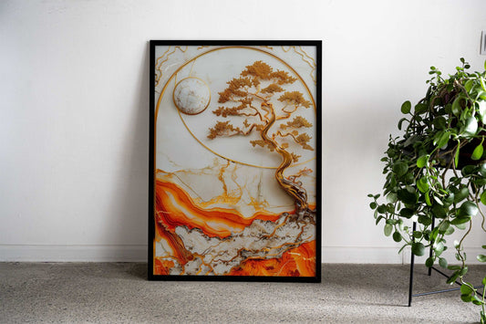 Golden Japanese Bonsai Asian Style Poster | Wall Art for Home & Office | High-Quality Print - High-Quality Visual Display