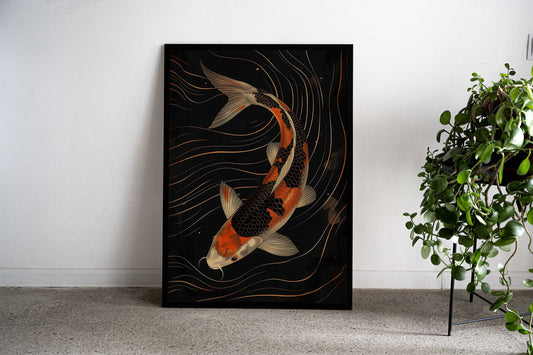 Golden Japanese Koi Asian Style Poster | Wall Art for Home & Office | High-Quality Print - High-Quality Visual Display