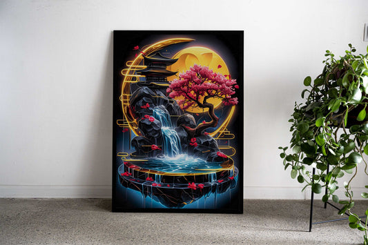 Golden Kintsugi Waterfall Asian Style Poster | Wall Art for Home & Office | High-Quality Print - High-Quality Visual Display
